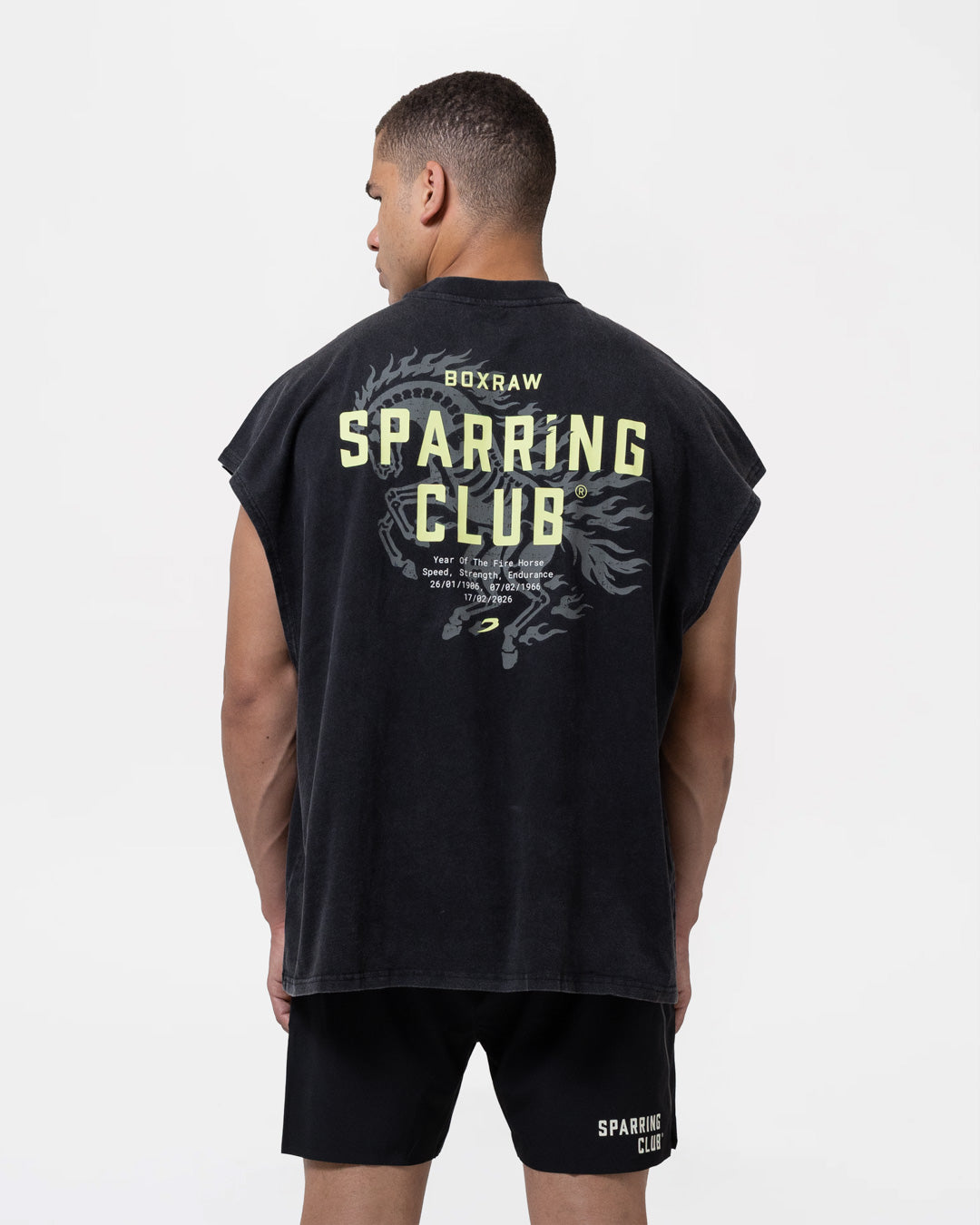 Sparring Club Fire Horse Oversized Tank - Washed Black