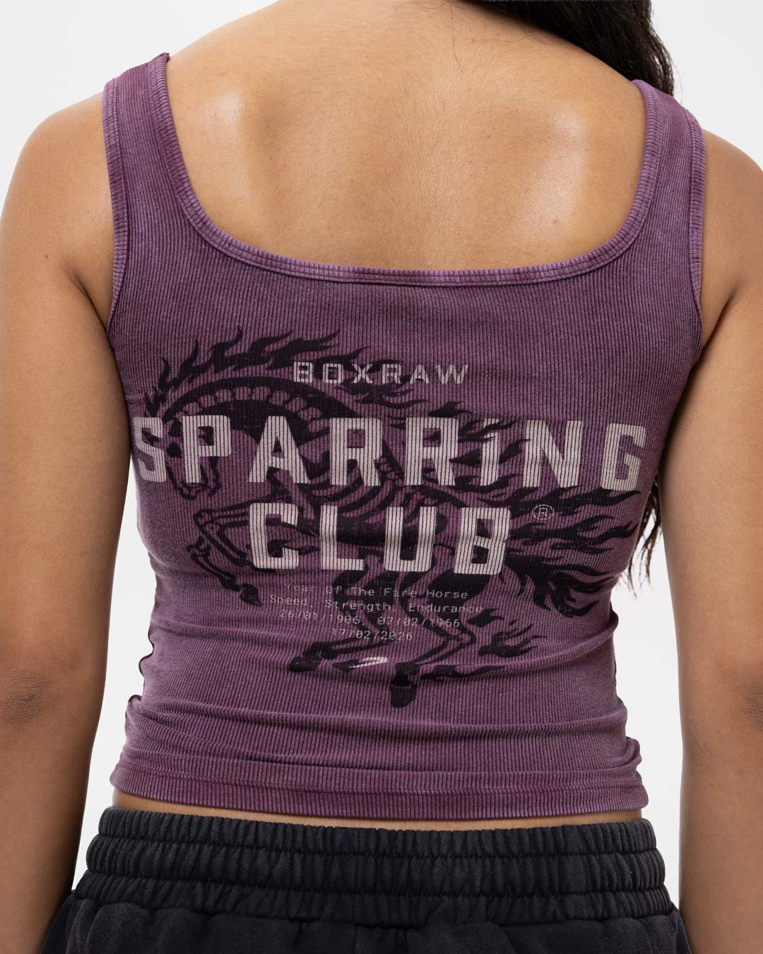 Sparring Club Fire Horse Ribbed Tank - Washed Fig