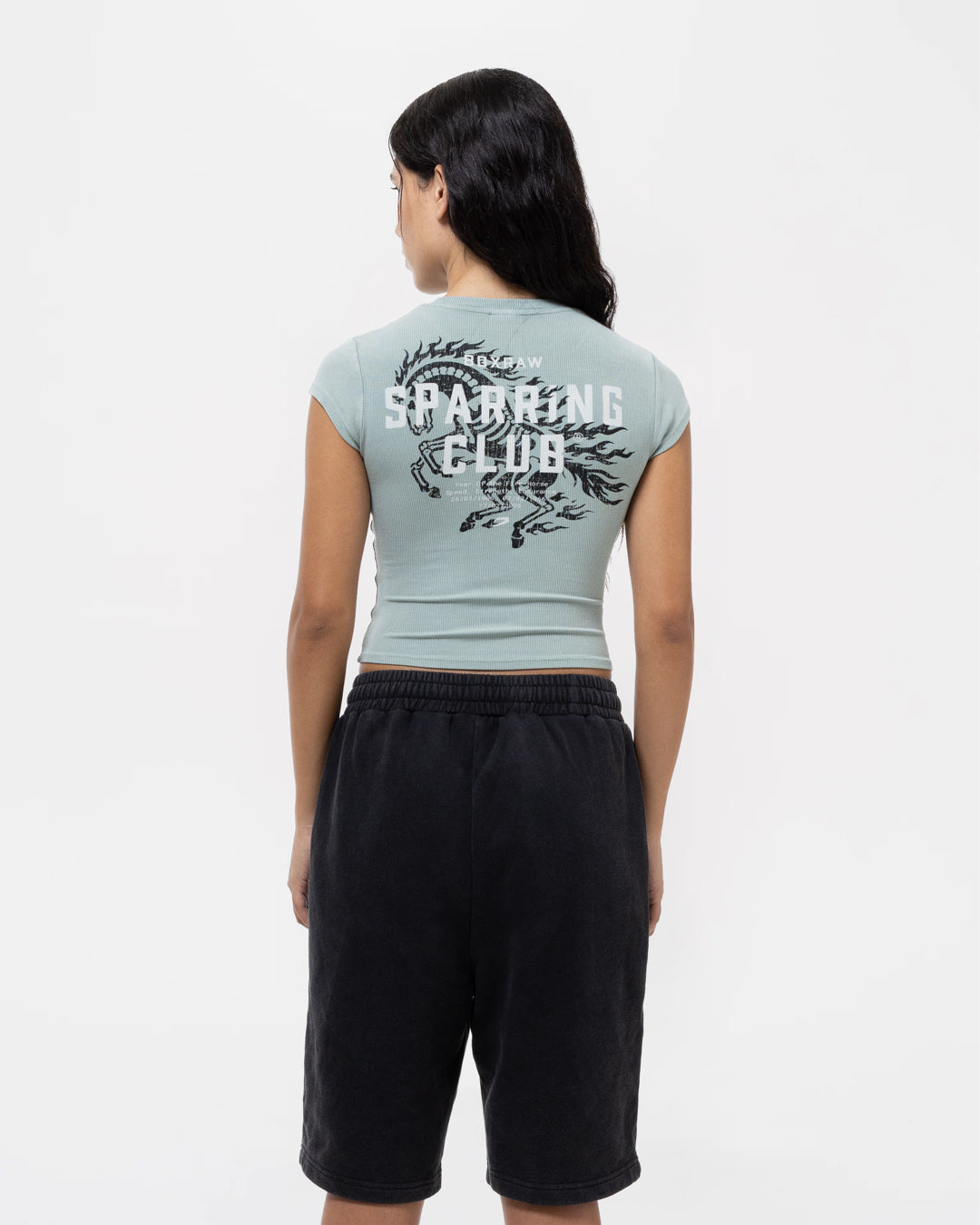 Sparring Club Fire Horse Ribbed Cap T-Shirt - Washed Sage
