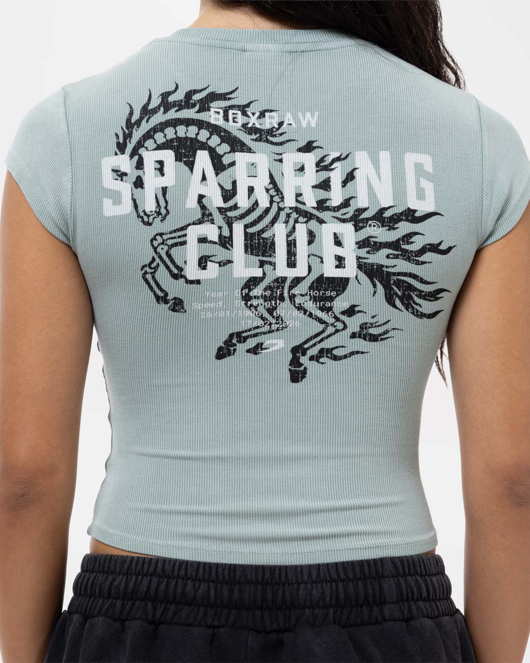 Sparring Club Fire Horse Ribbed Cap T-Shirt - Washed Sage