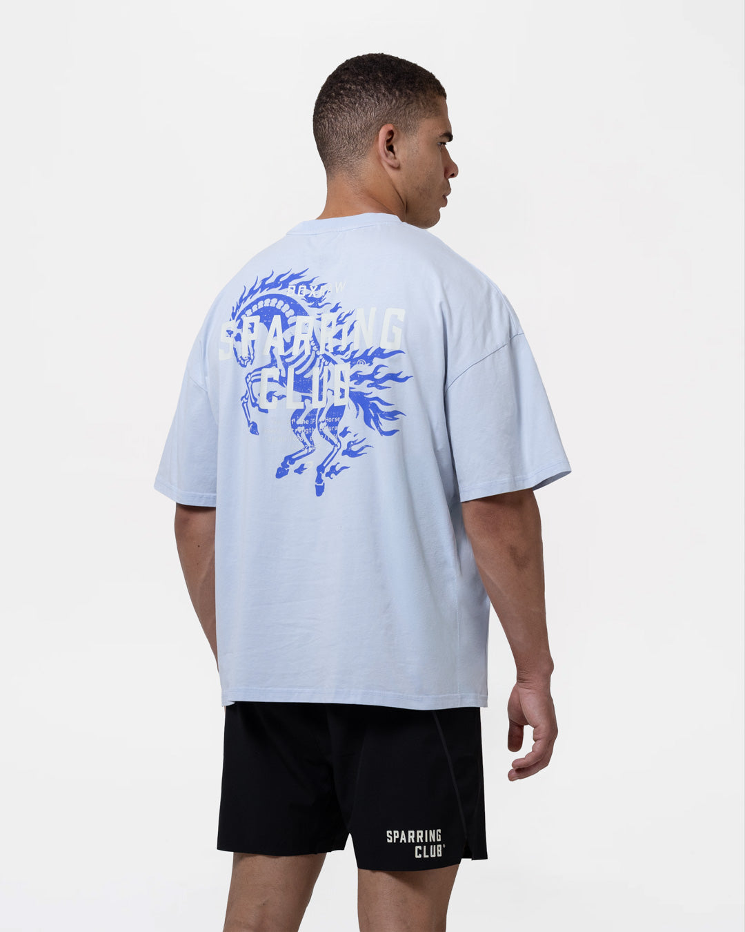Sparring Club Fire Horse Oversized T-Shirt - Washed Baby Blue