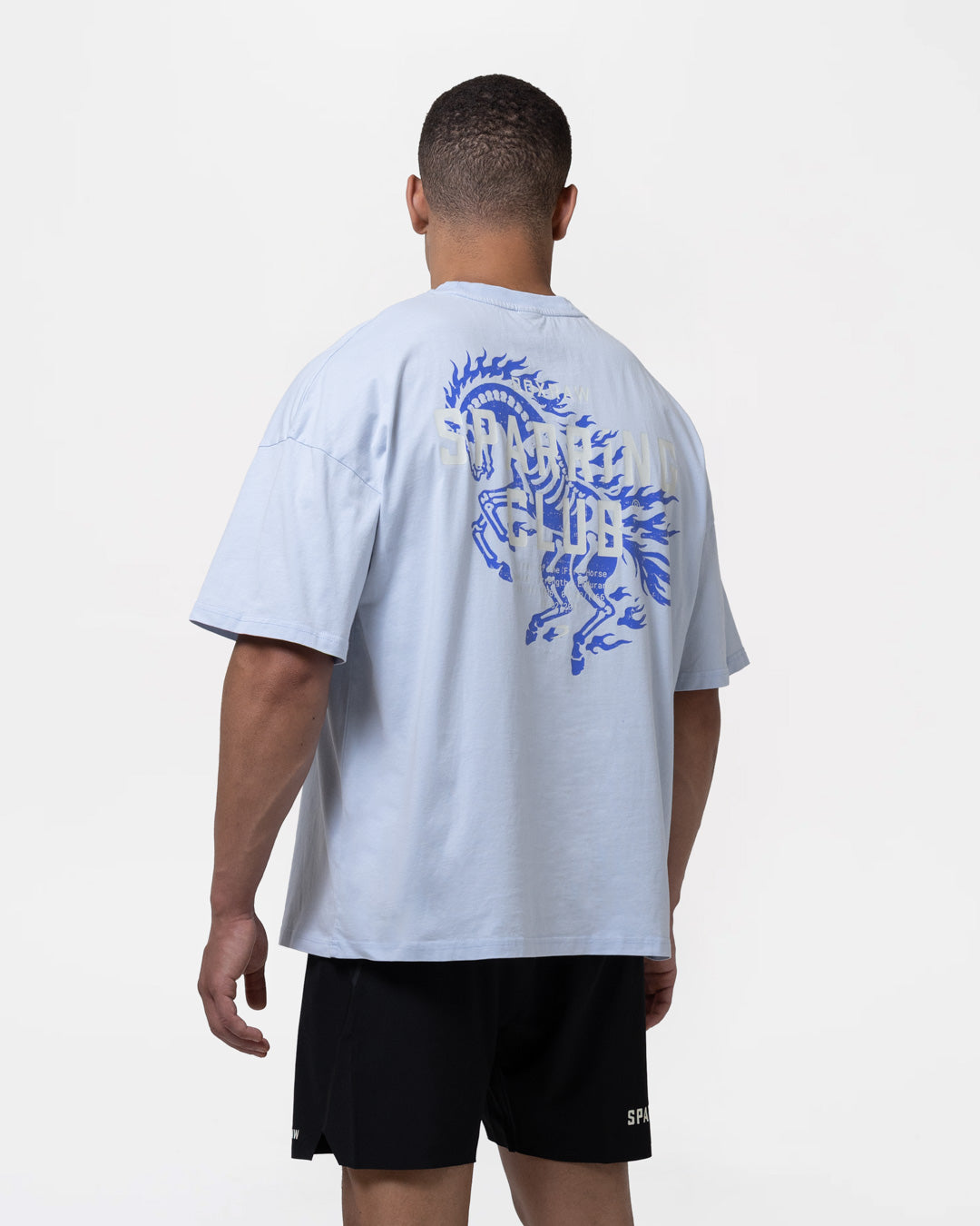 Sparring Club Fire Horse Oversized T-Shirt - Washed Baby Blue
