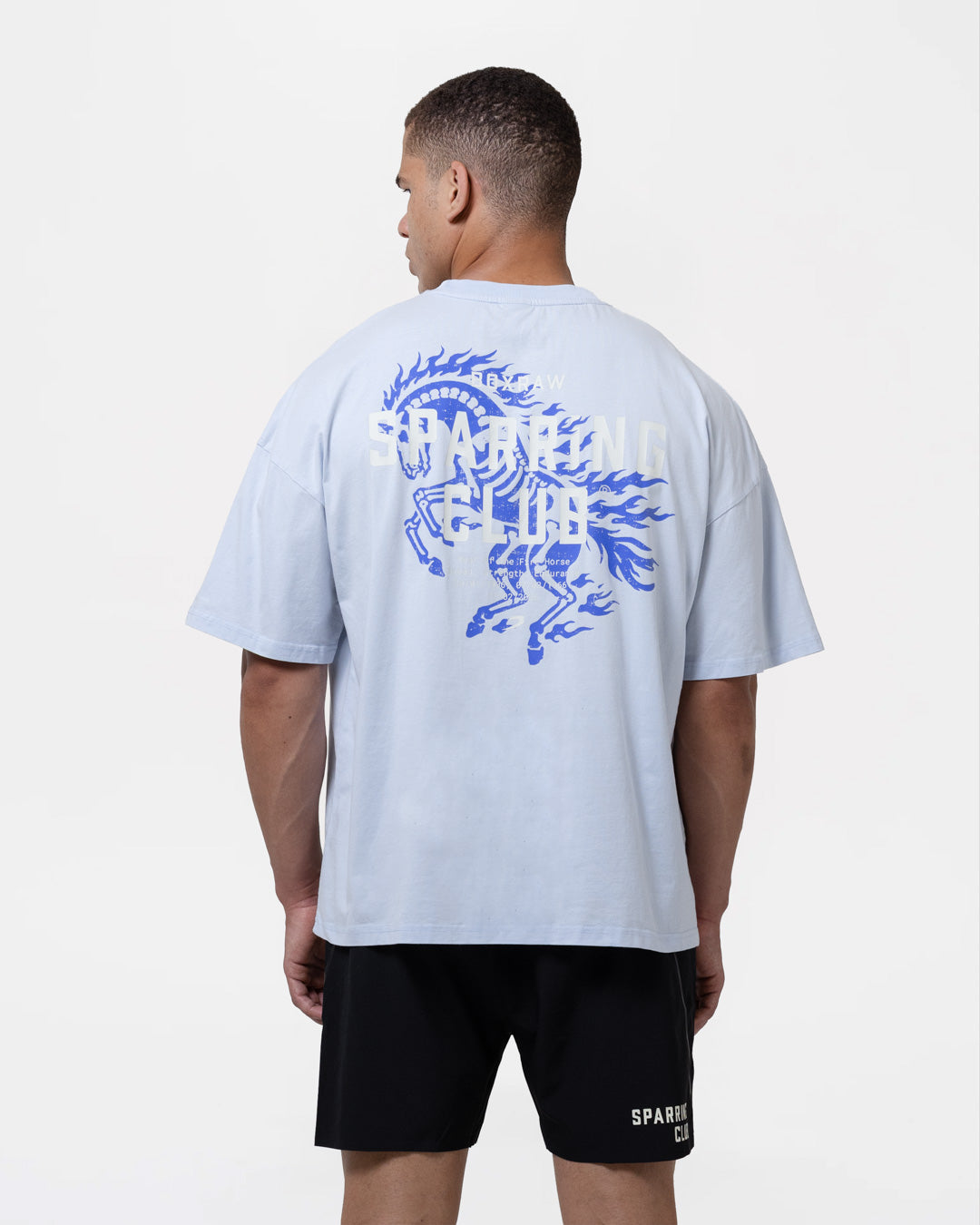 Sparring Club Fire Horse Oversized T-Shirt - Washed Baby Blue