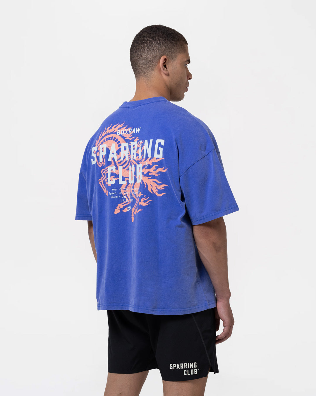 Sparring Club Fire Horse Oversized T-Shirt - Washed Blue