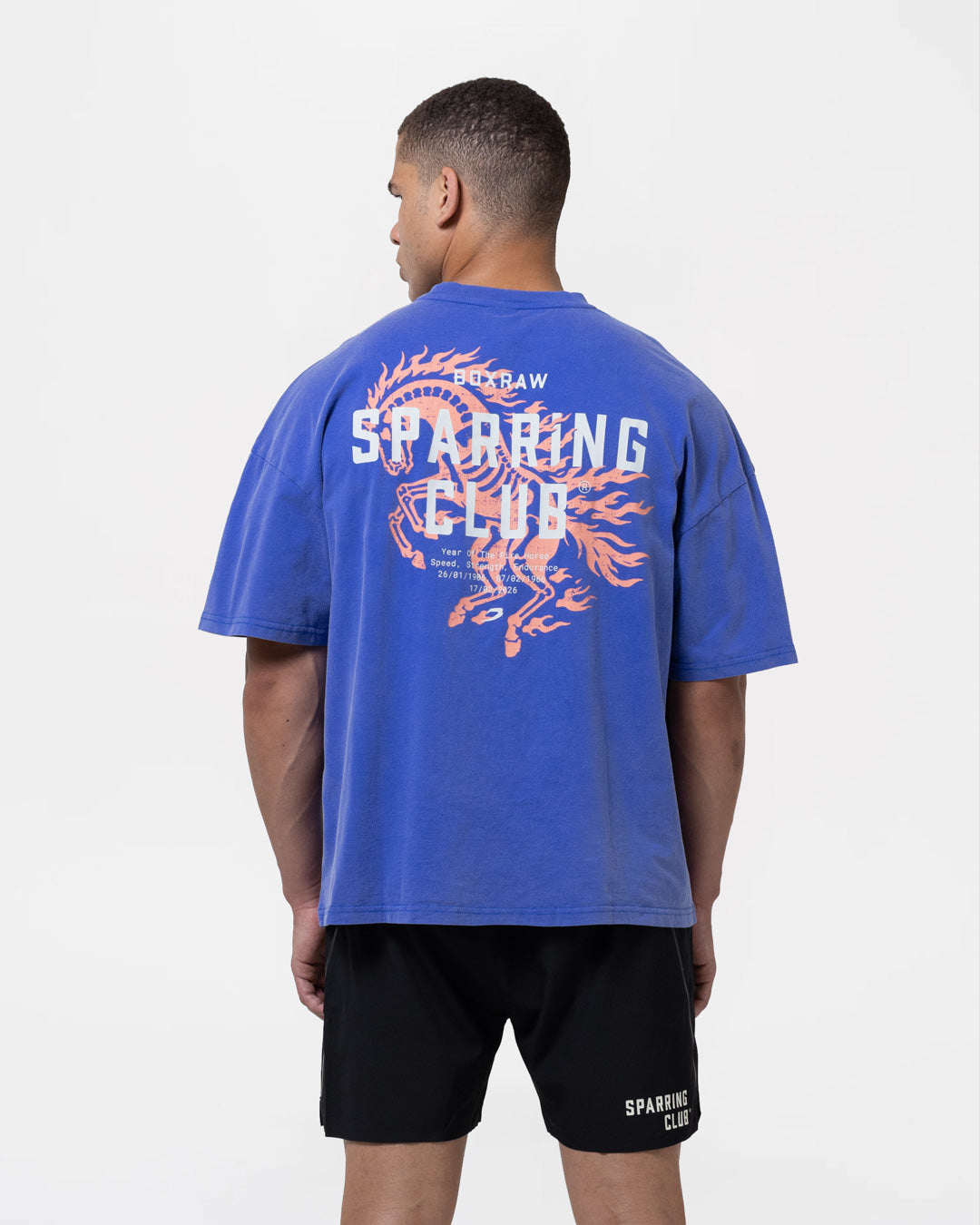 Sparring Club Fire Horse Oversized T-Shirt - Washed Blue