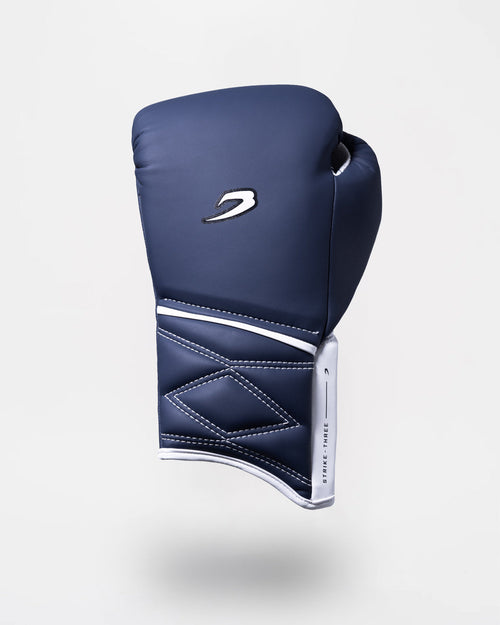 Strike-Three Lace Boxing Gloves - Blue/White