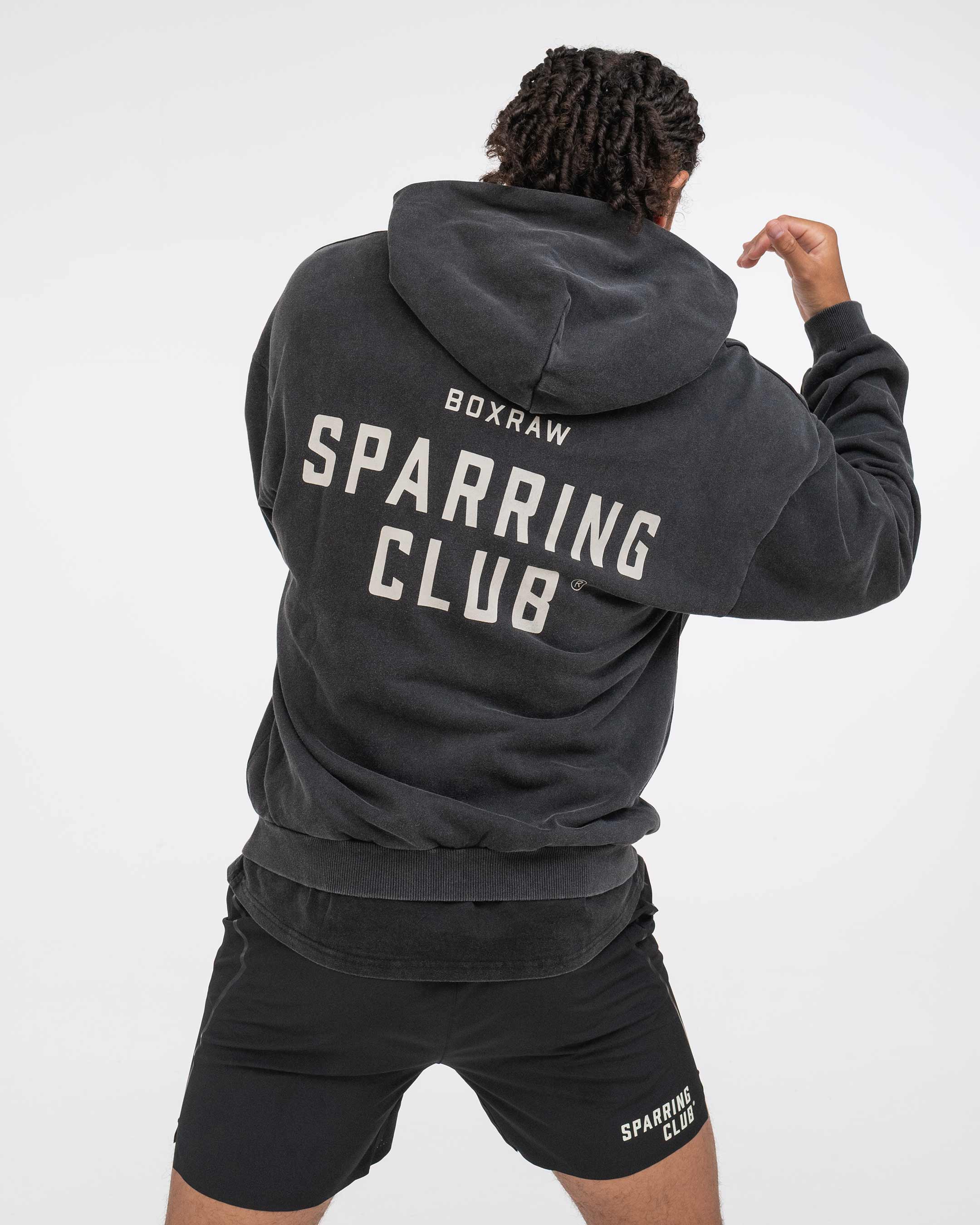Sparring Club Oversized Zip Up Hoodie - Washed Black