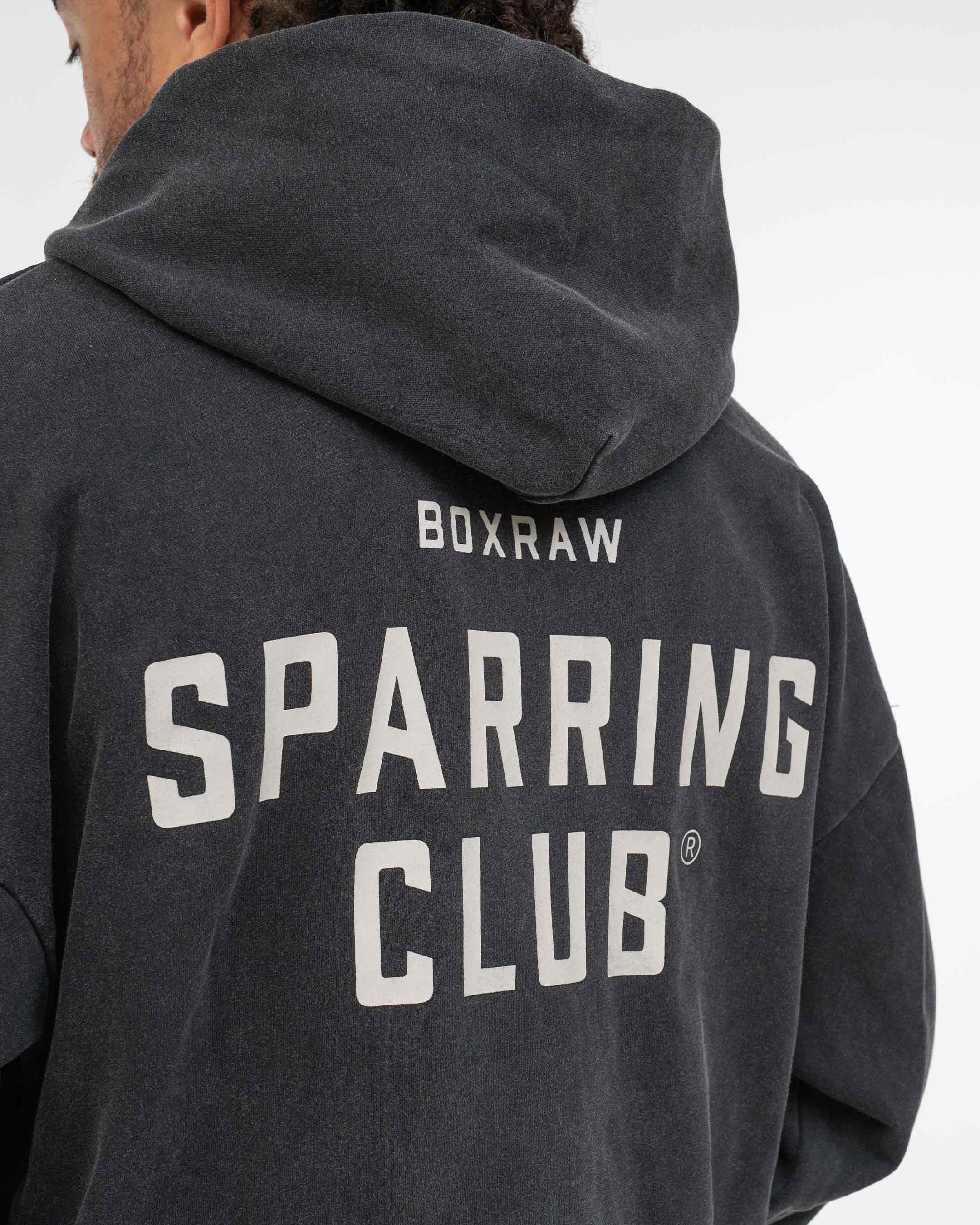 Sparring Club Oversized Zip Up Hoodie - Washed Black