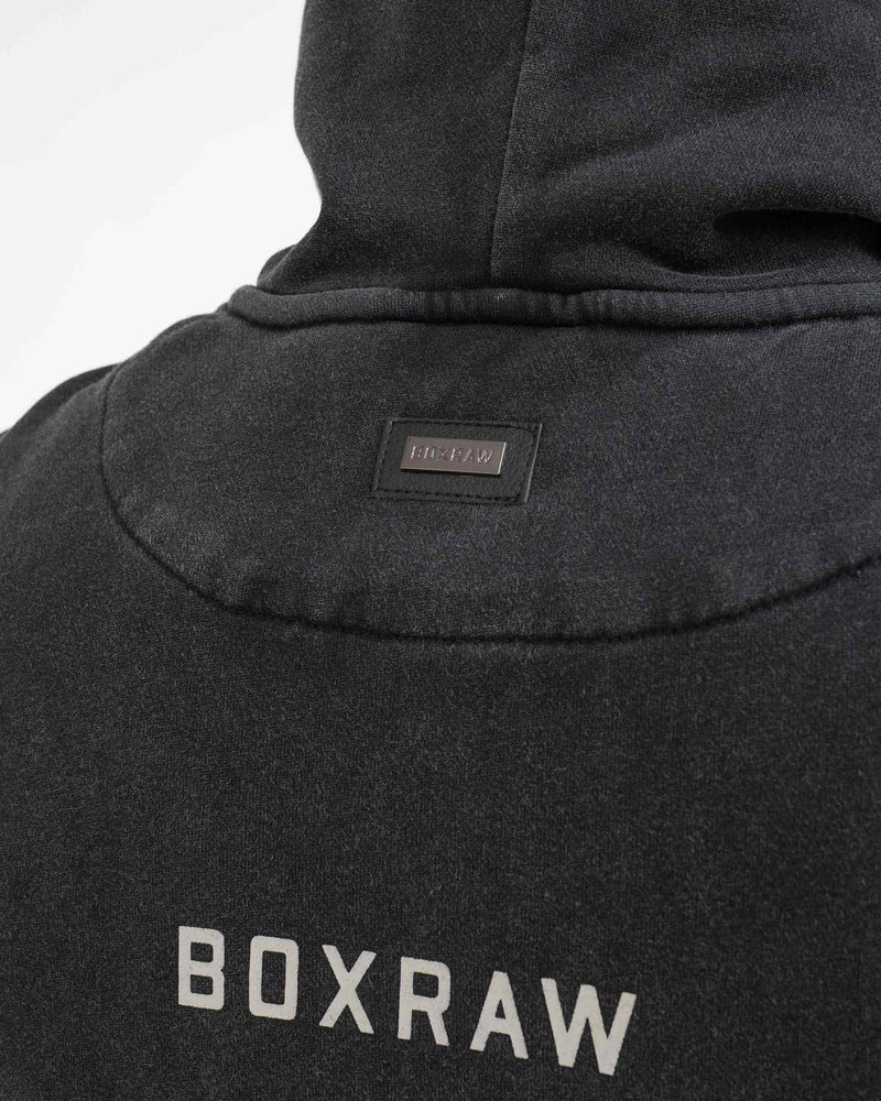Sparring Club Oversized Zip Up Hoodie - Washed Black