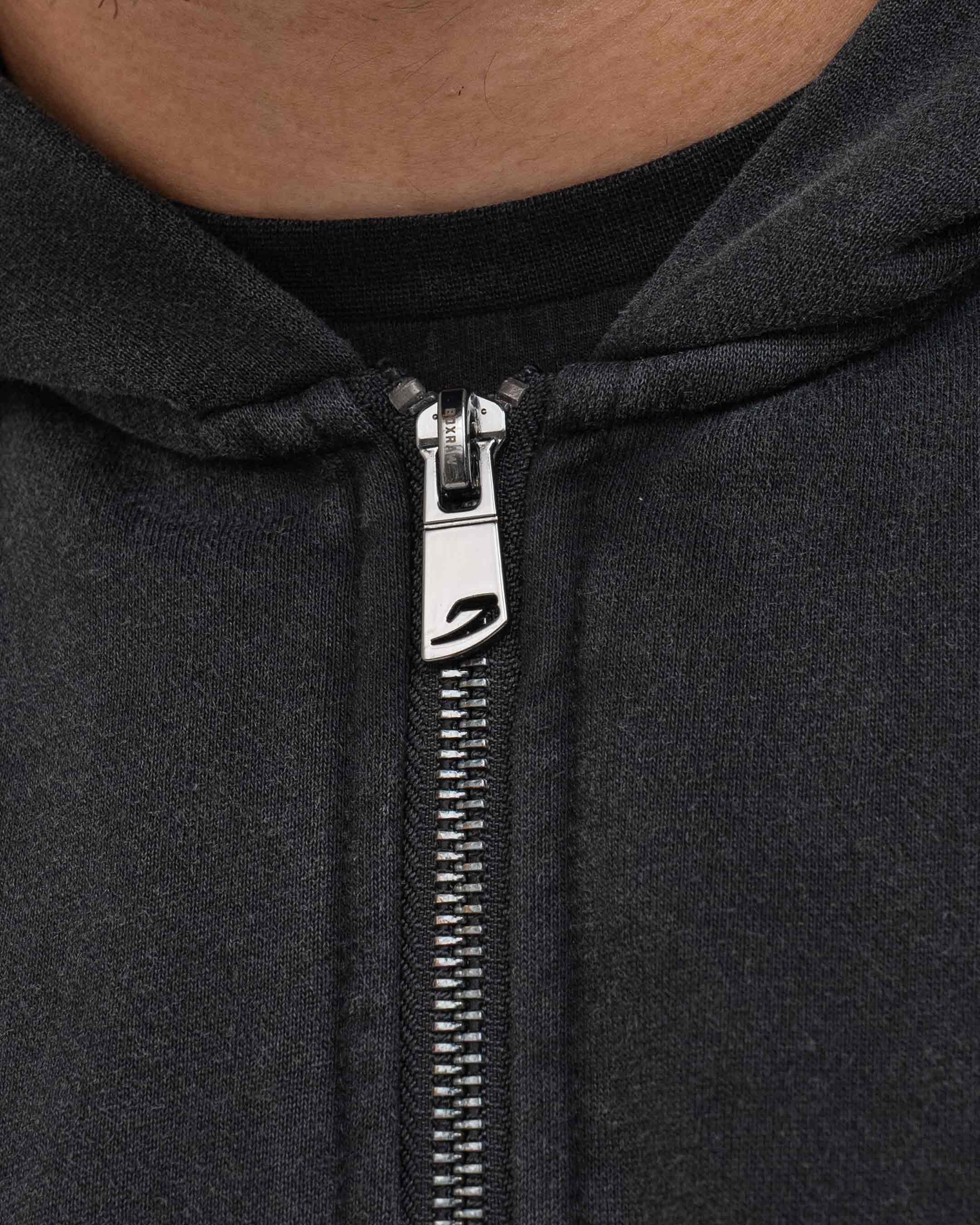 Sparring Club Oversized Zip Up Hoodie - Washed Black