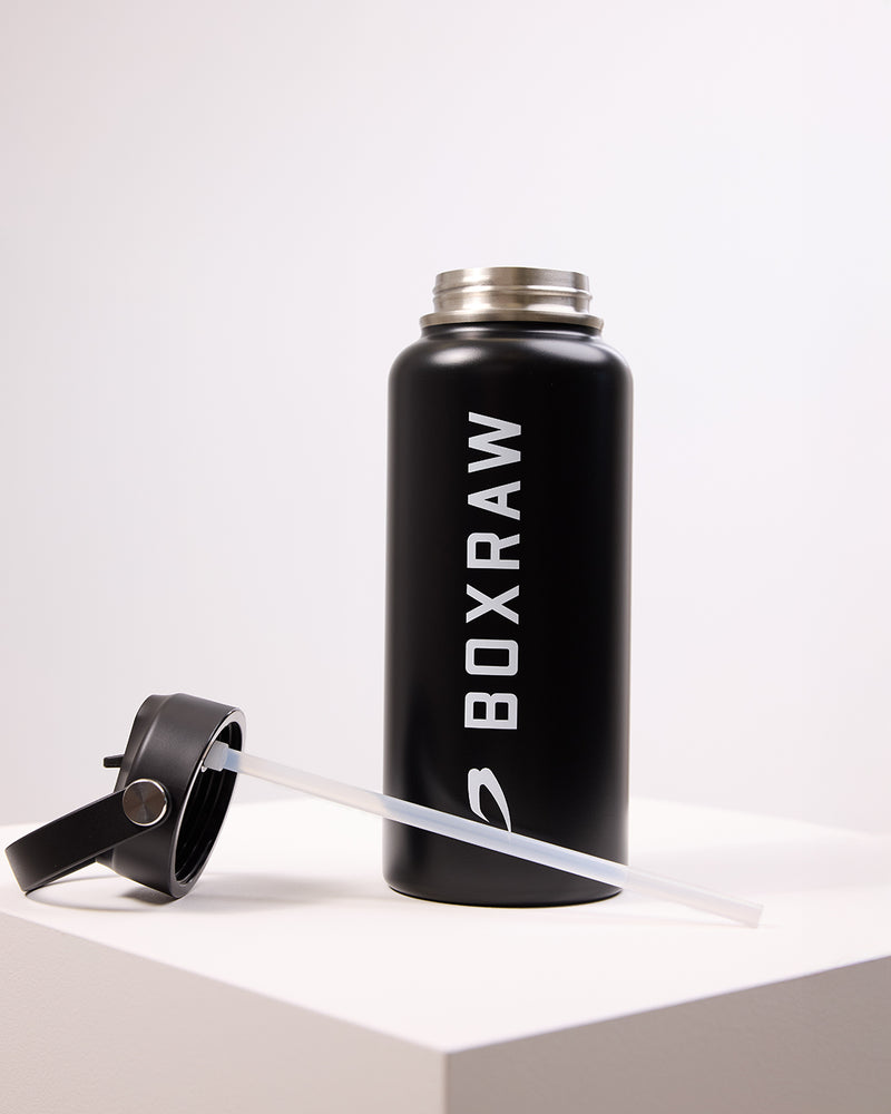 BOXRAW 1L Steel Water Bottle - Black