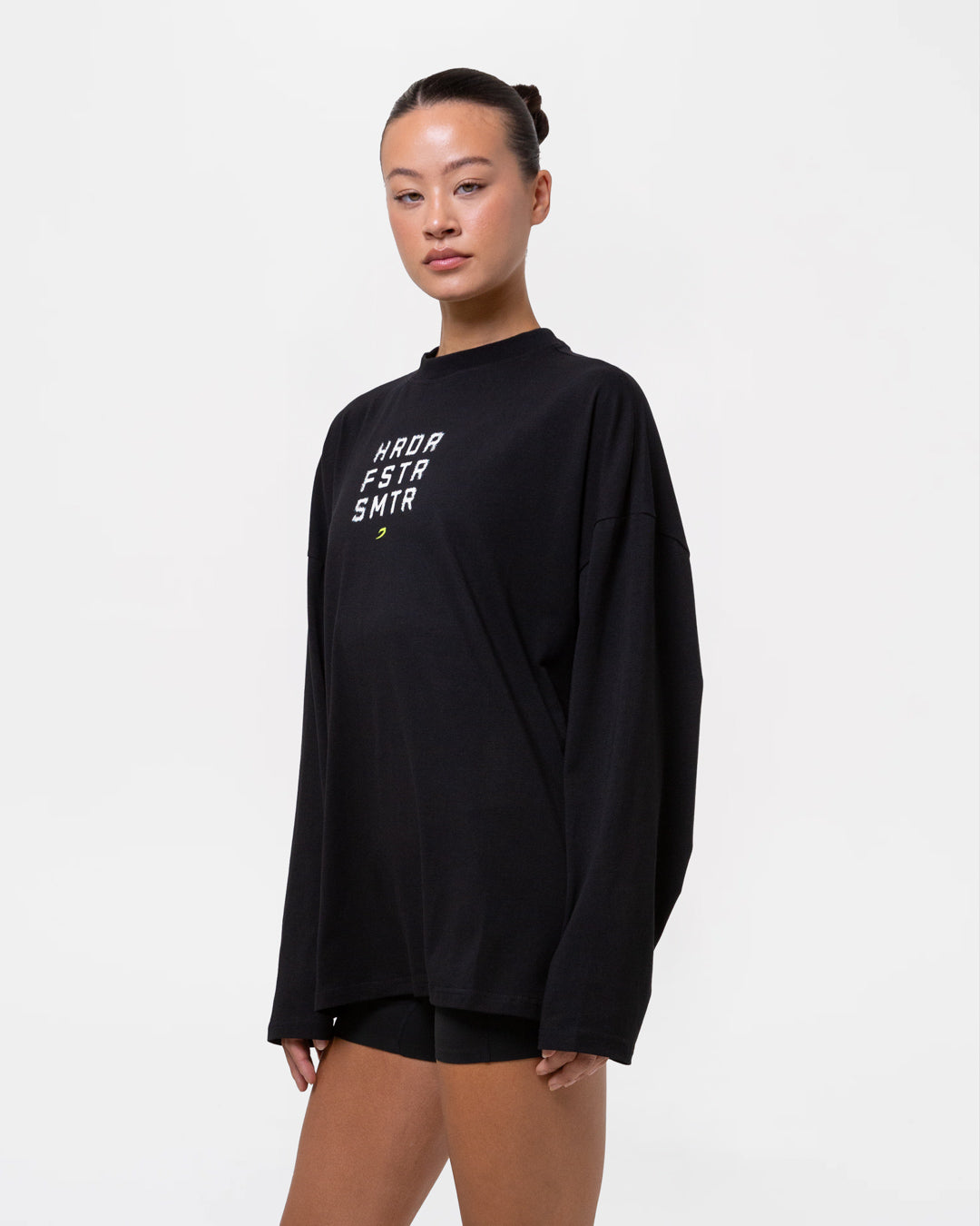 HRDR FSTR SMTR Oversized Long Sleeve T-Shirt - Black