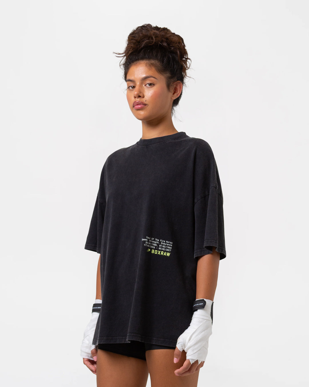 Sparring Club Fire Horse Oversized T-Shirt - Washed Black