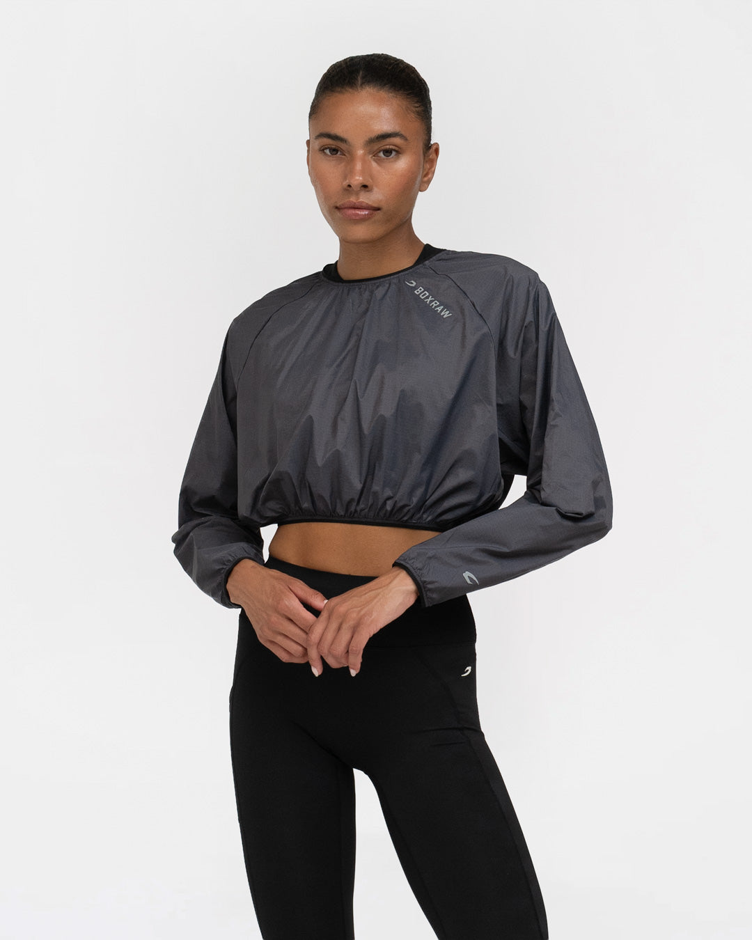 Genaro Cropped Windbreaker Crew - Charcoal