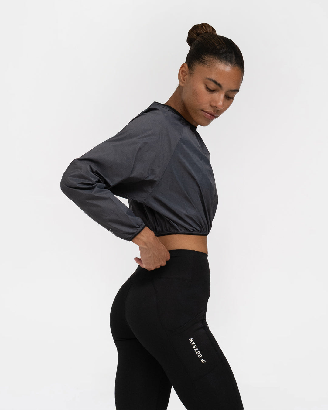 Genaro Cropped Windbreaker Crew - Charcoal