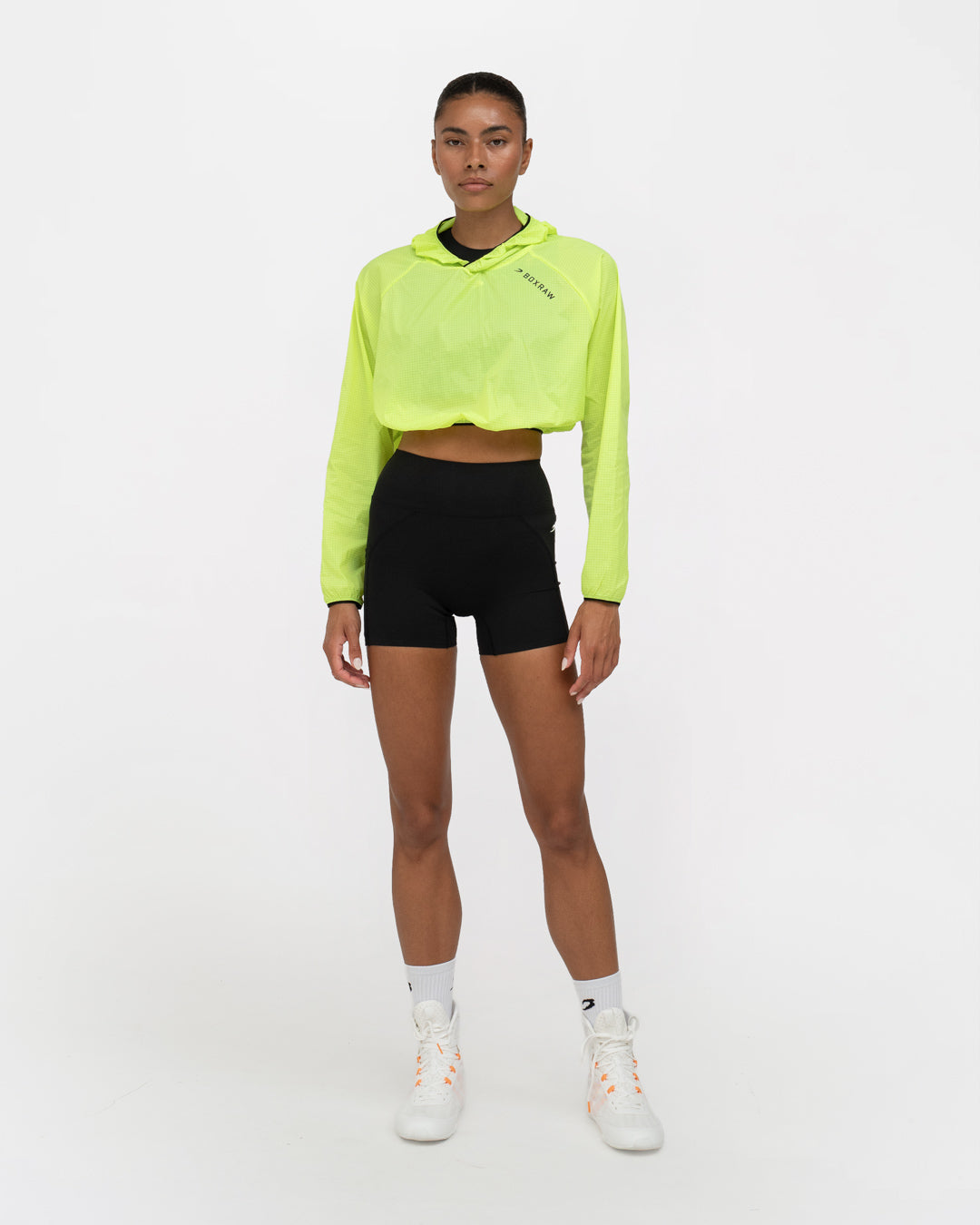 Genaro Cropped Windbreaker Hoodie - Neon Yellow