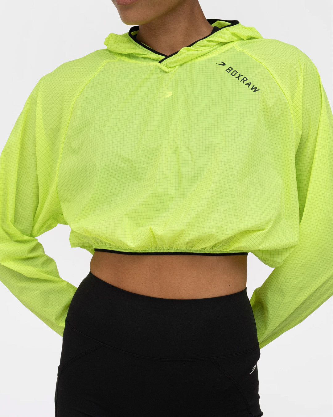 Genaro Cropped Windbreaker Hoodie - Neon Yellow