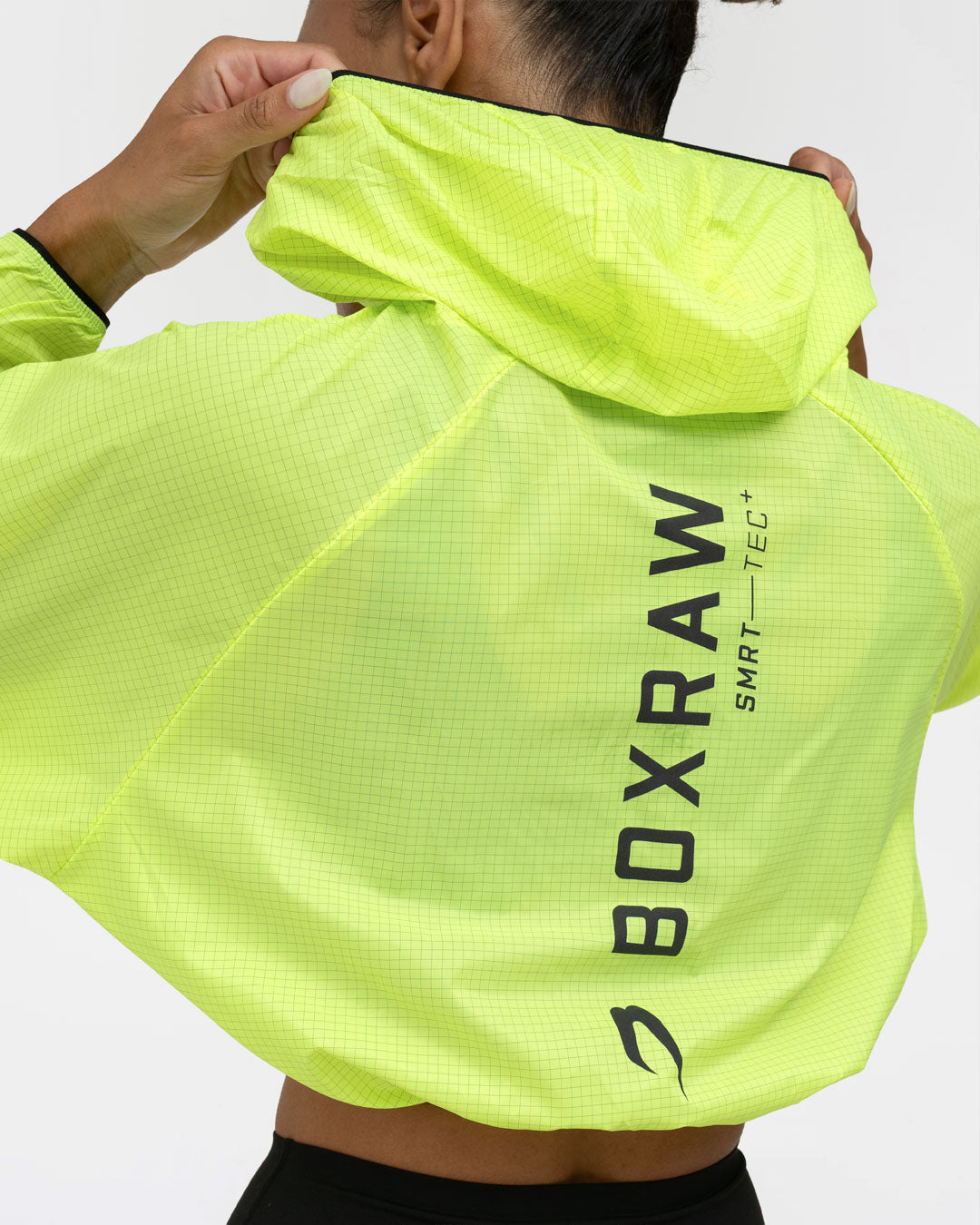Genaro Cropped Windbreaker Hoodie - Neon Yellow