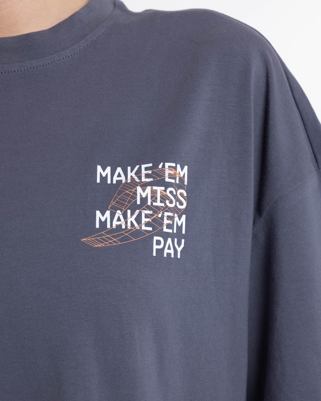 Make 'Em Miss Oversized T-Shirt - Charcoal
