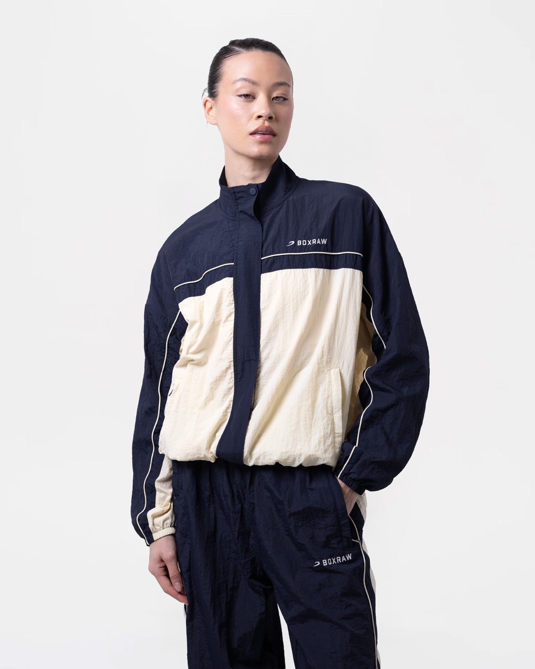 Nell Track Jacket - Navy/Cream