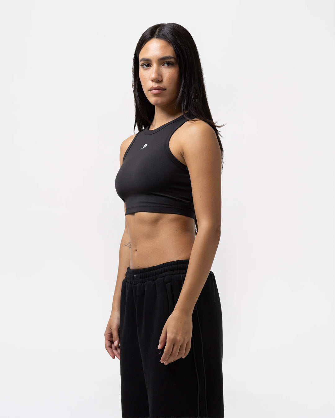 Tammy Racer Crop Top - Black