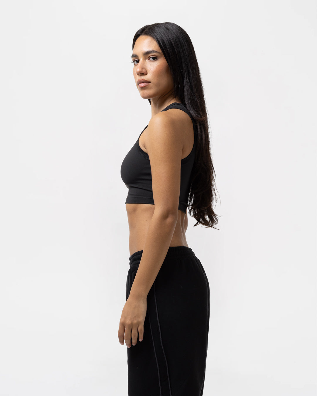 Tammy Racer Crop Top - Black