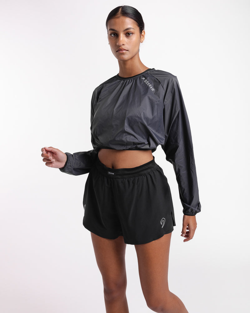 Genaro Cropped Windbreaker Crew - Charcoal