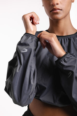 Genaro Cropped Windbreaker Crew - Charcoal