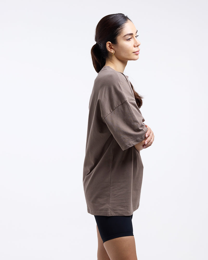 Lineal Oversized T-Shirt - Mocha