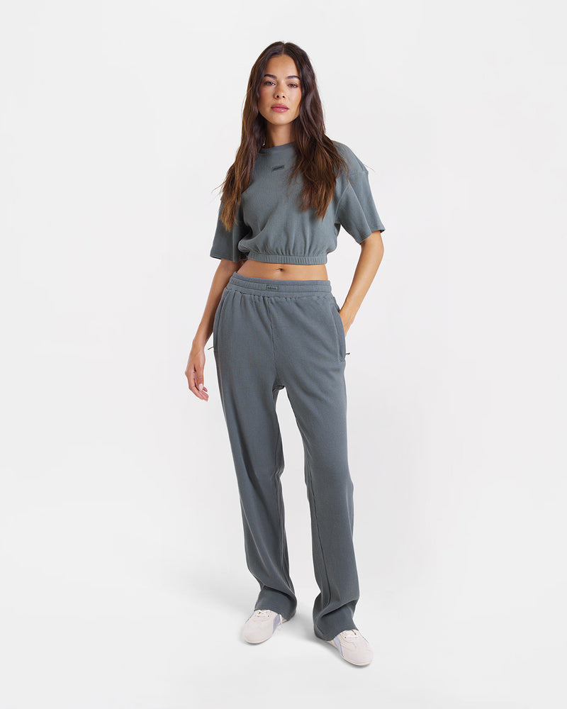 Shirley Waffle Cropped T-Shirt - Green