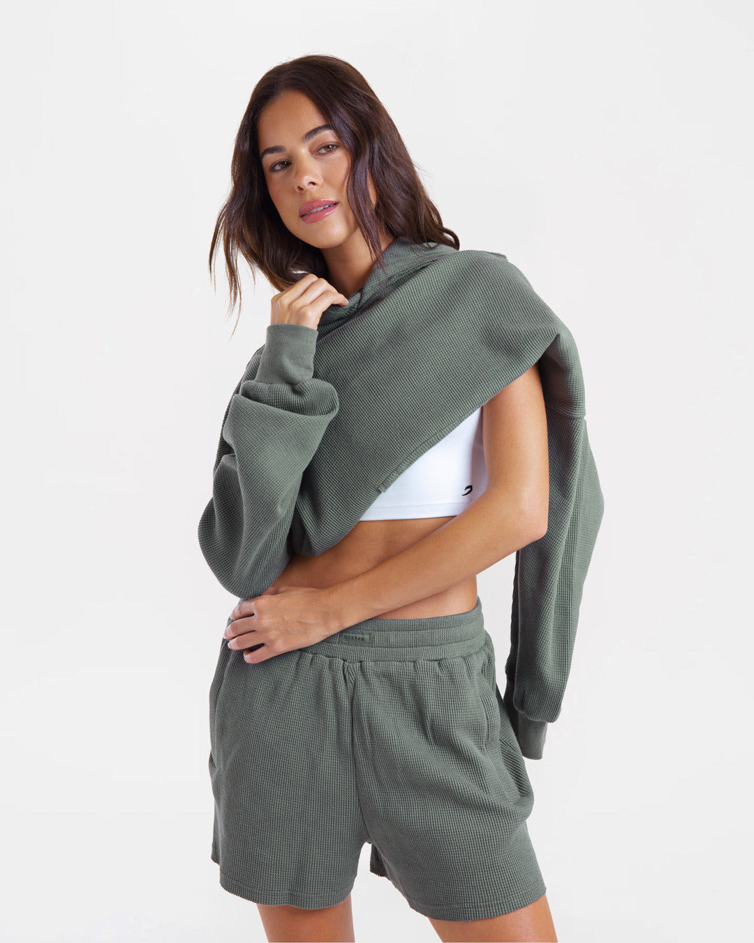 Shirley Waffle Hoodie - Green