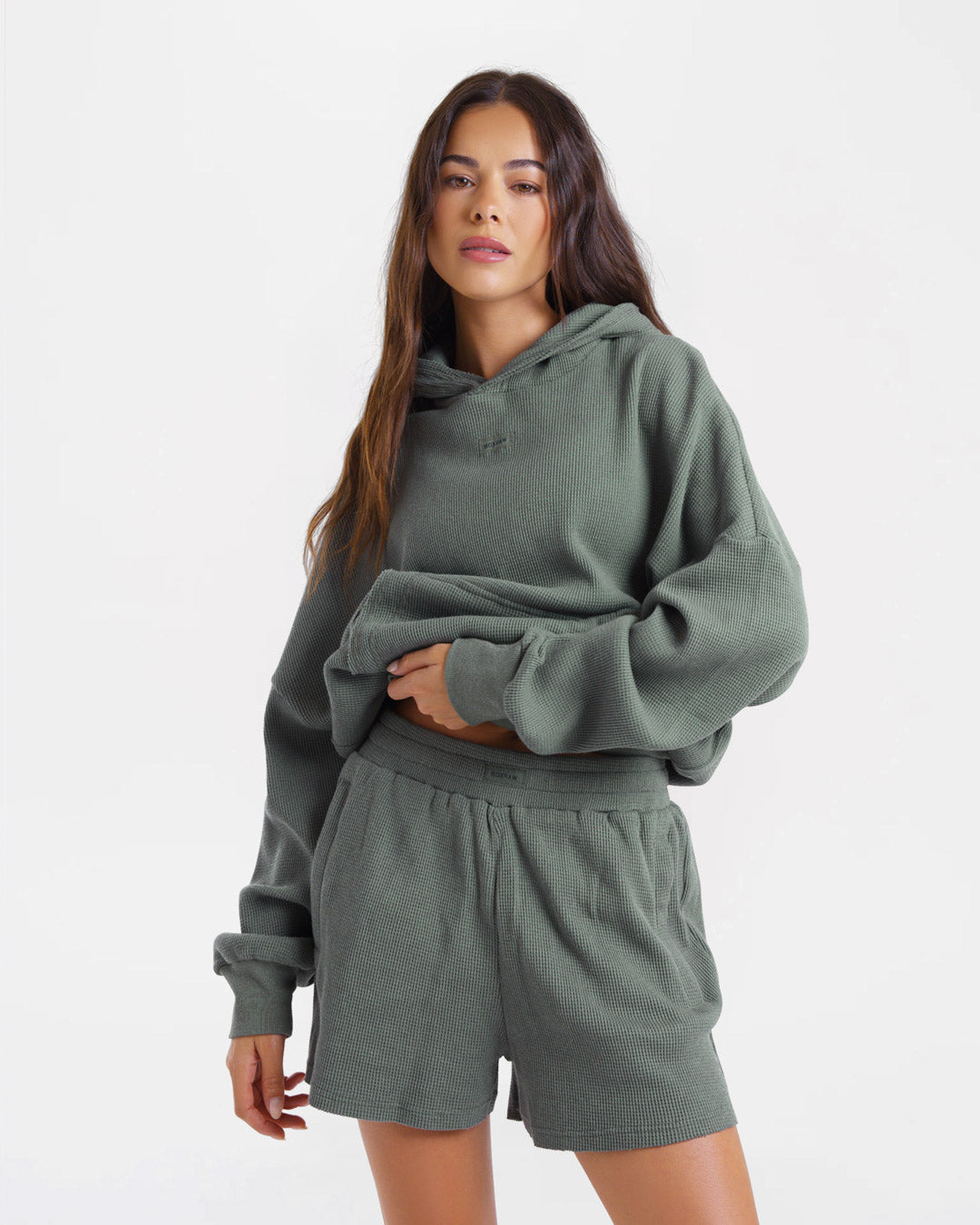 Shirley Waffle Hoodie - Green