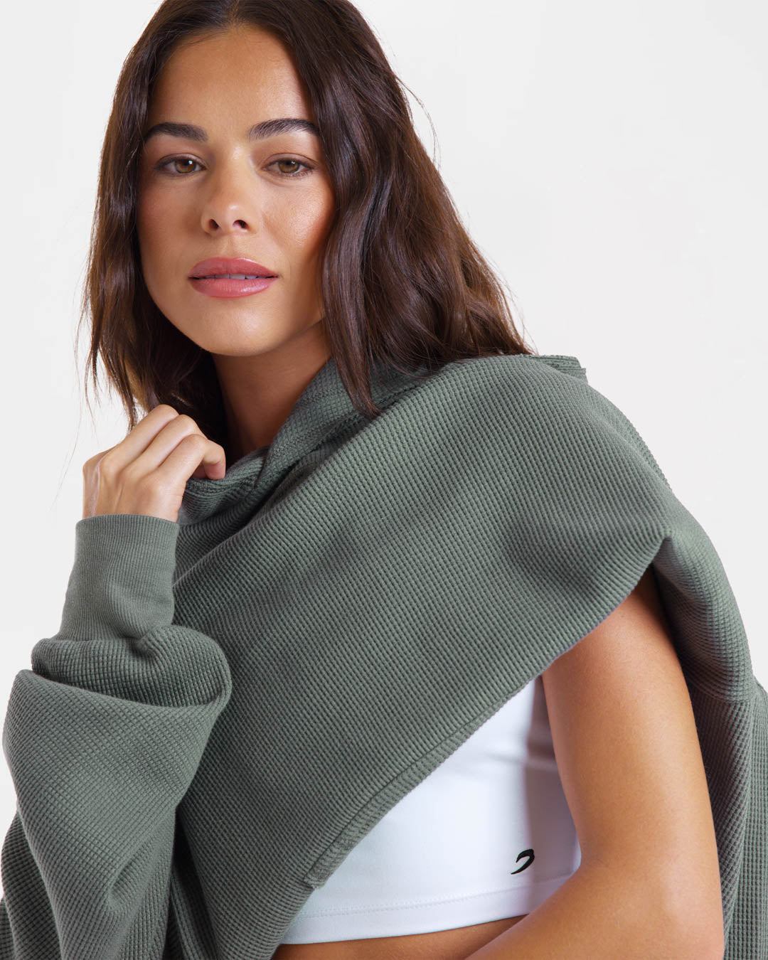 Shirley Waffle Hoodie - Green