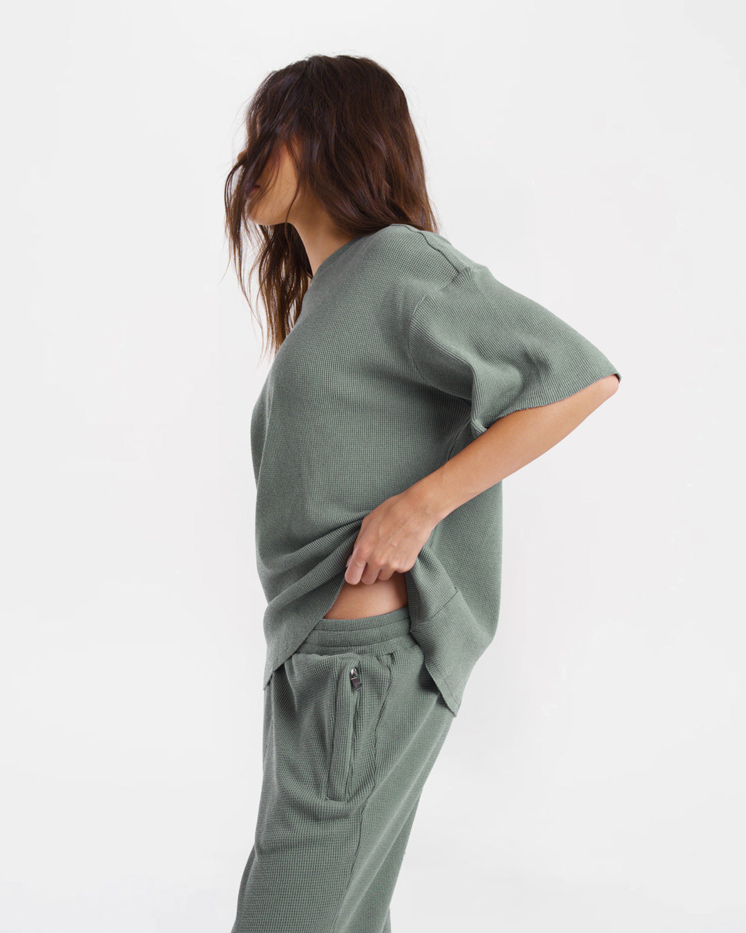 Shirley Waffle Oversized T-Shirt - Green