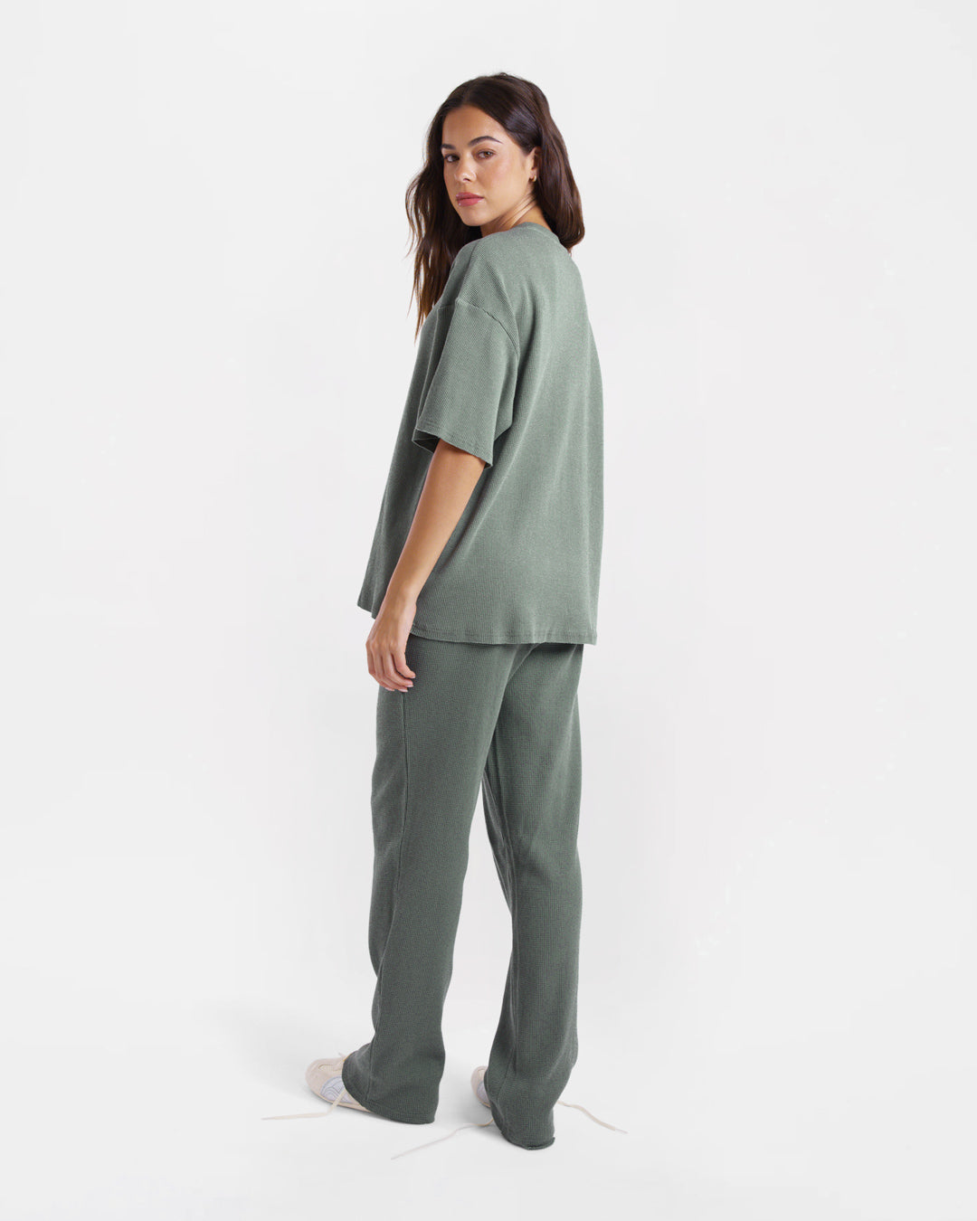 Shirley Waffle Oversized T-Shirt - Green