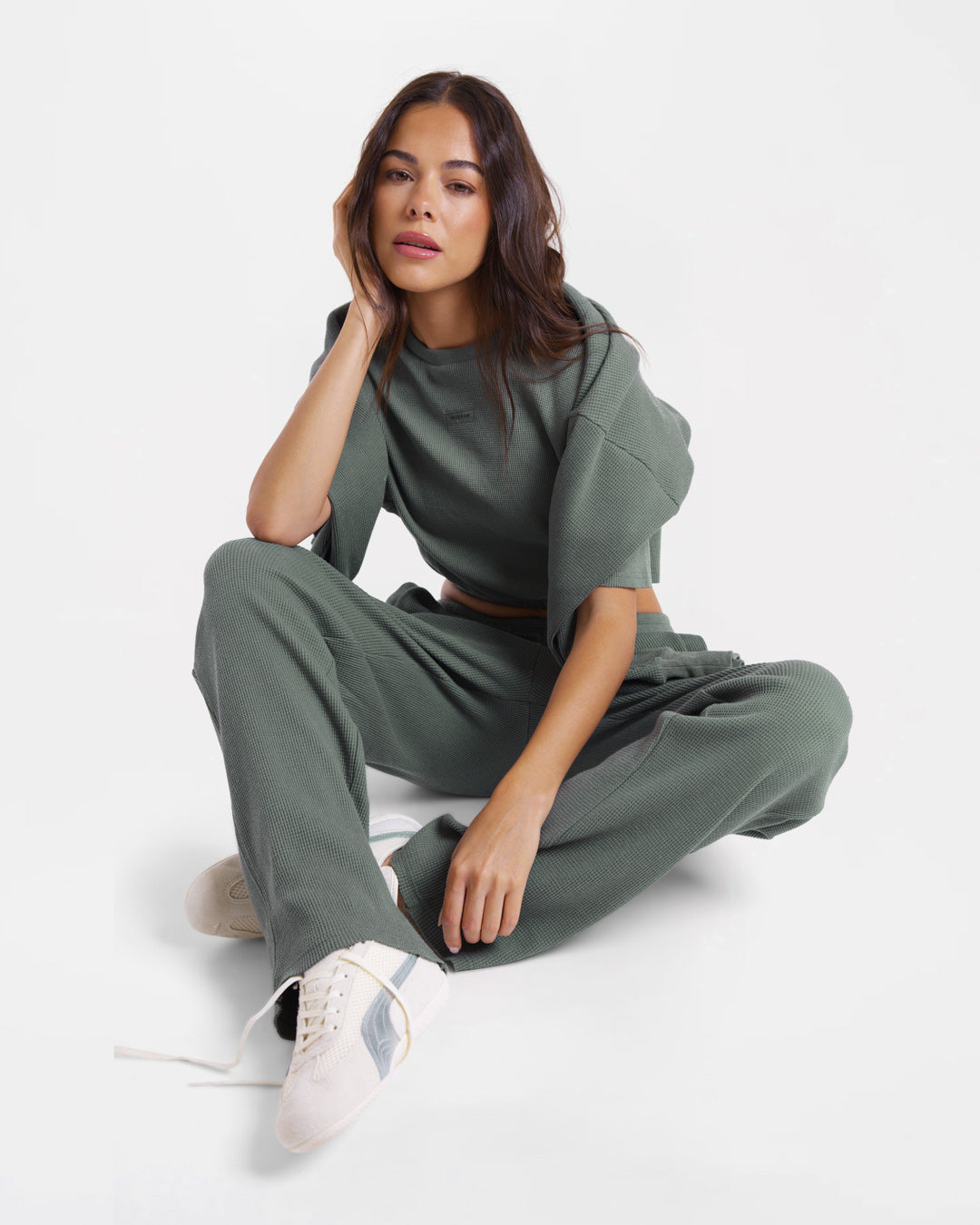 Shirley Waffle Oversized T-Shirt - Green