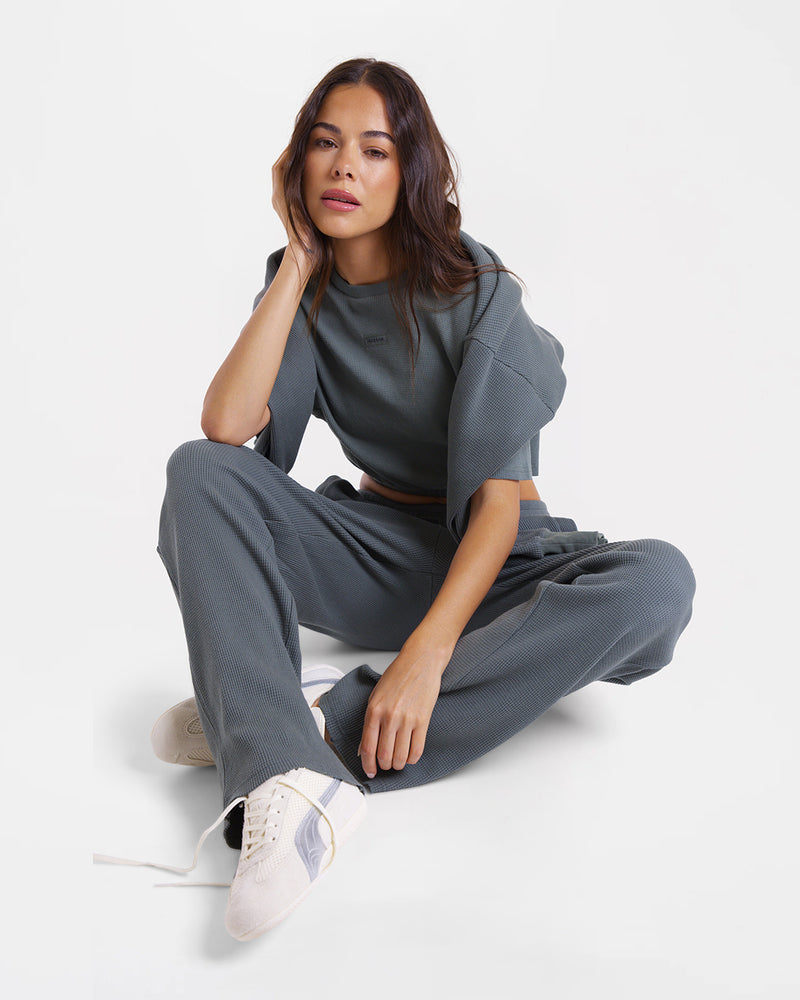 Shirley Waffle Oversized T-Shirt - Green