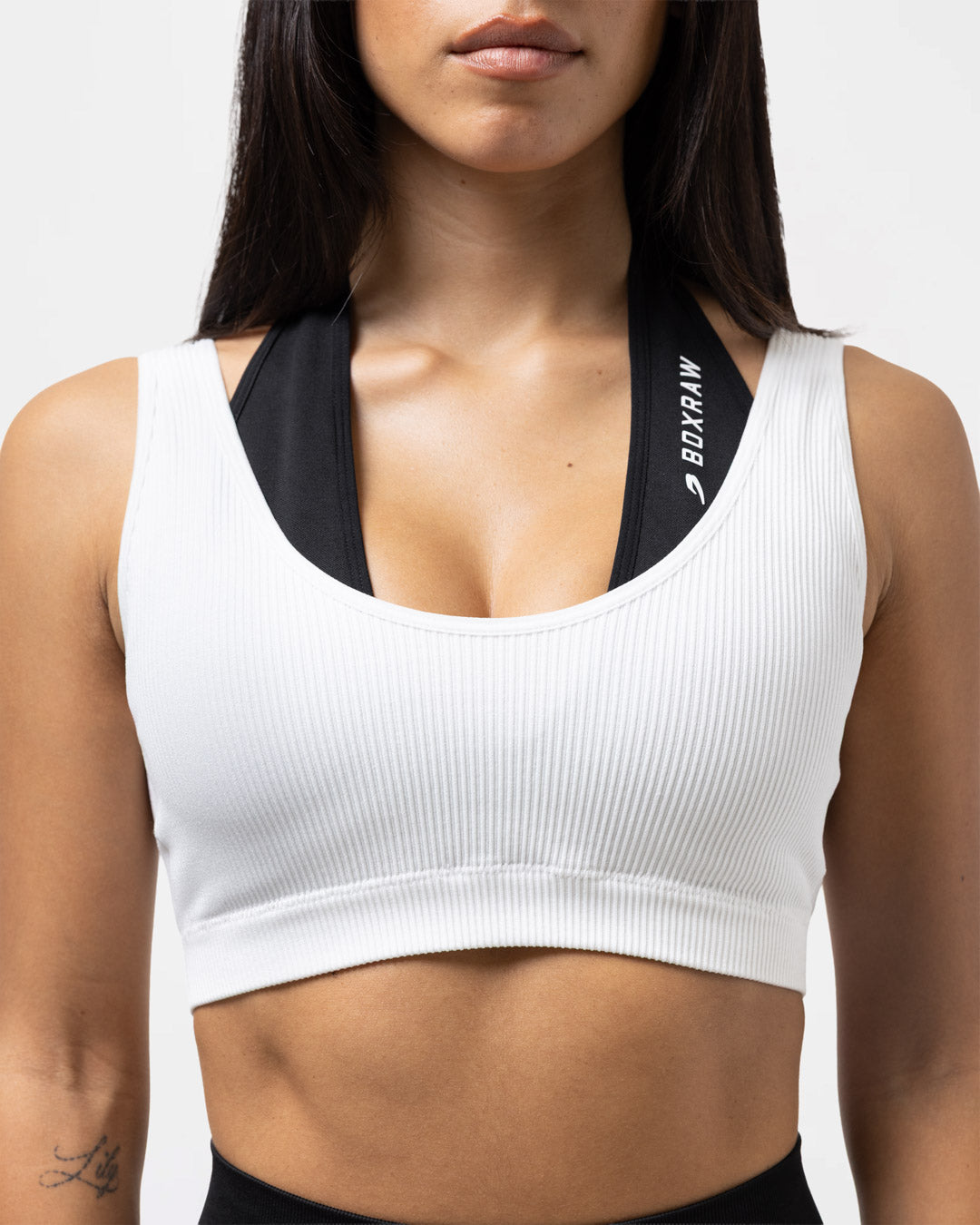 Giselle Seamless Double Layer Sports Bra - White/Black