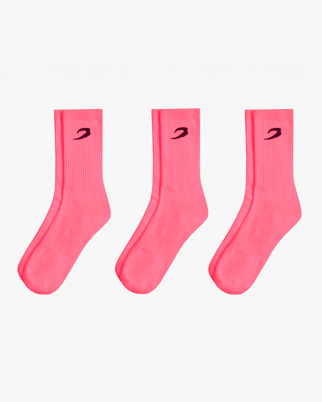 BOXRAW Crew Socks (3 Pairs) - Neon Pink