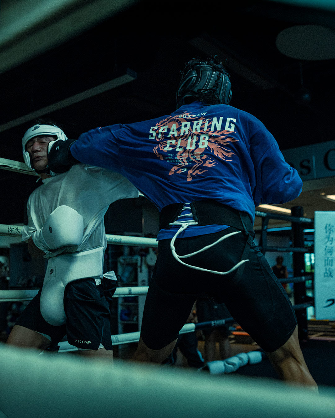 Sparring Club Fire Horse Long Sleeve T-Shirt - Washed Blue