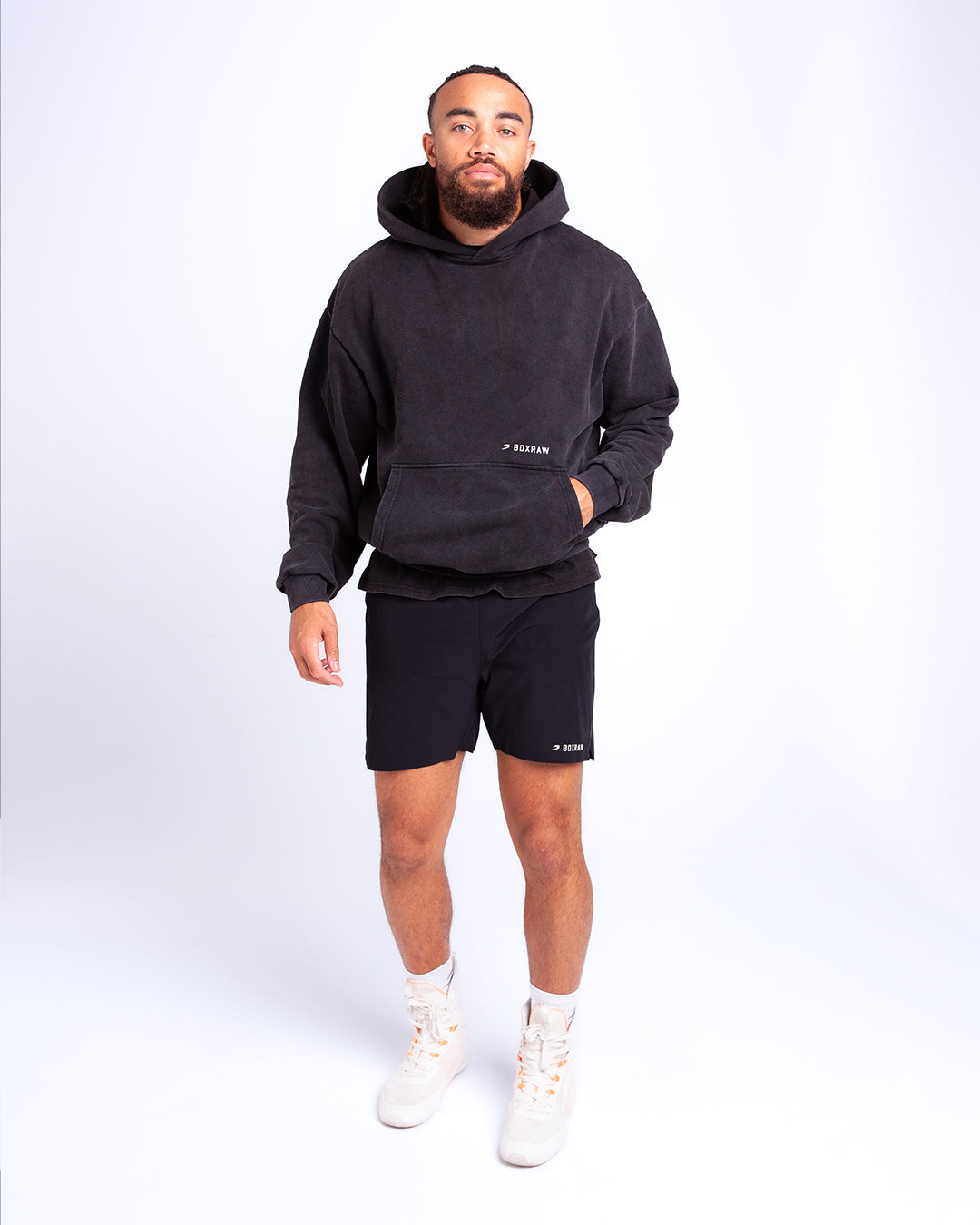Men's Sparring Club Oversized Hoodie - Washed Black | BOXRAW