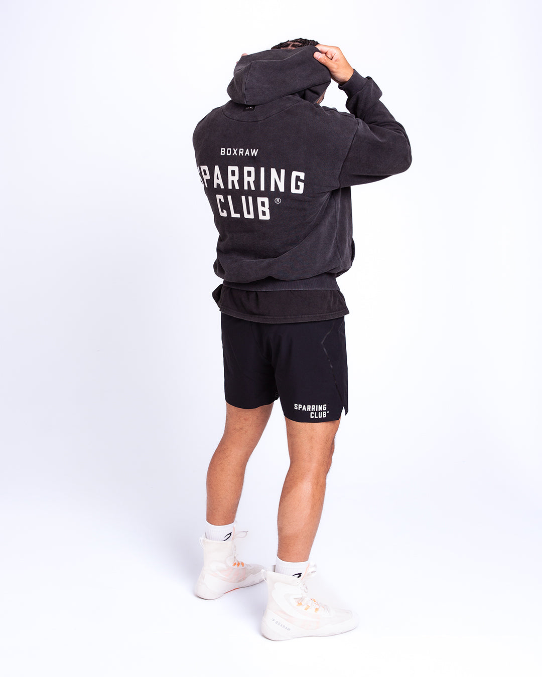 Men's Sparring Club Oversized Hoodie - Washed Black | BOXRAW