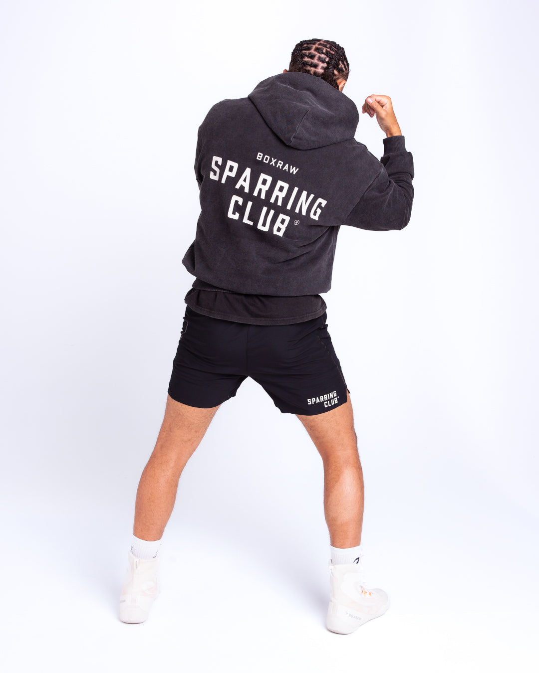 Men's Sparring Club Oversized Hoodie - Washed Black | BOXRAW
