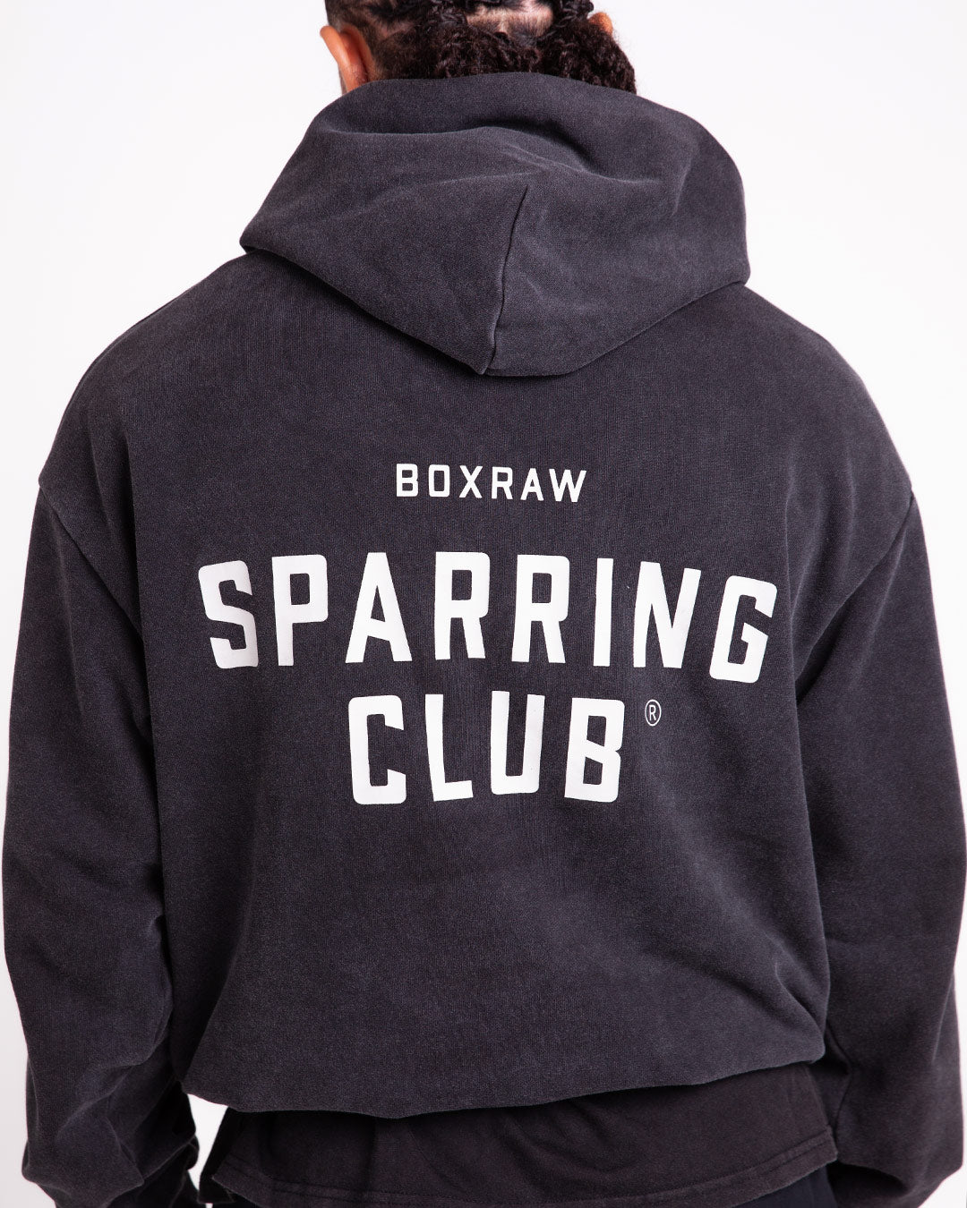 Men's Sparring Club Oversized Hoodie - Washed Black | BOXRAW