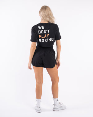 We Don't Play Boxing Crop T-Shirt - Black