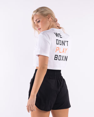 We Don't Play Boxing Crop T-Shirt - White