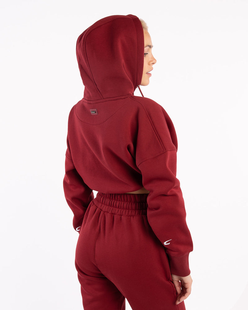 Johnson Cropped Hoodie - Burgundy