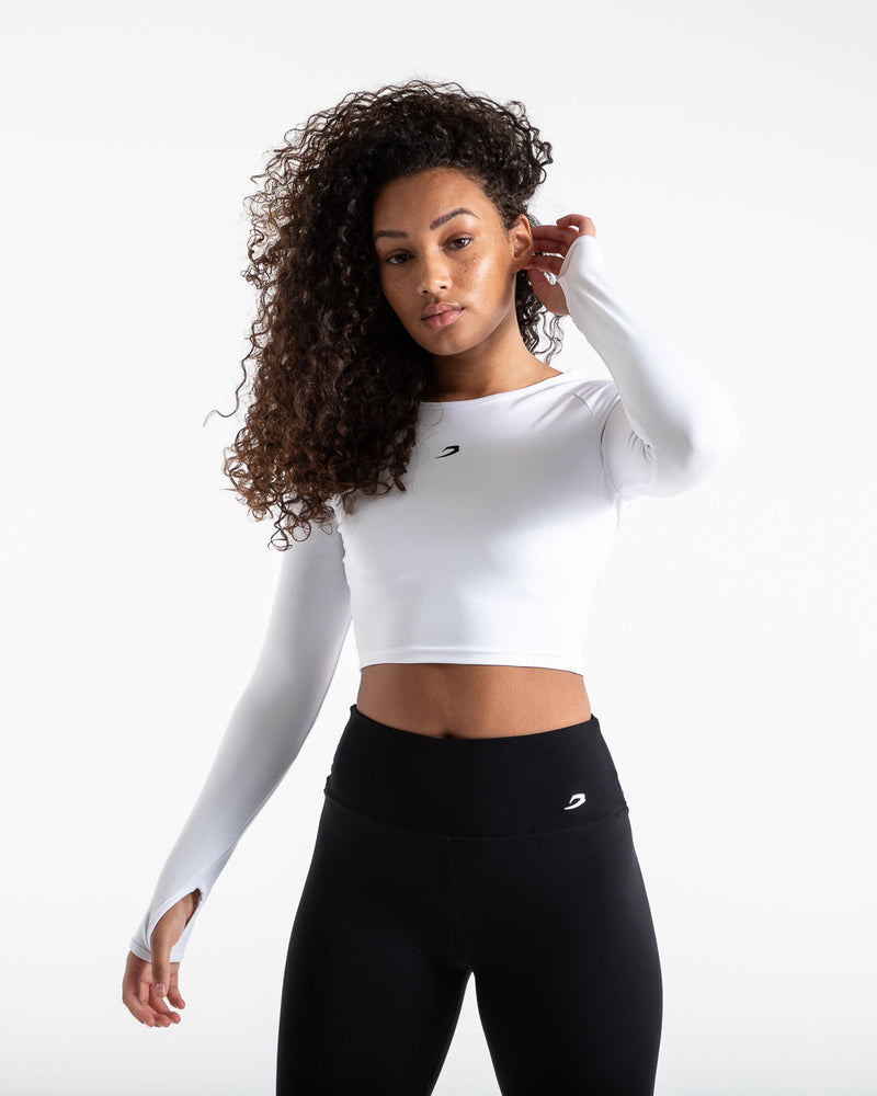 Training Long Sleeve Crop Top - White