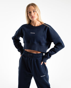 Johnson Cropped Sweatshirt - Navy