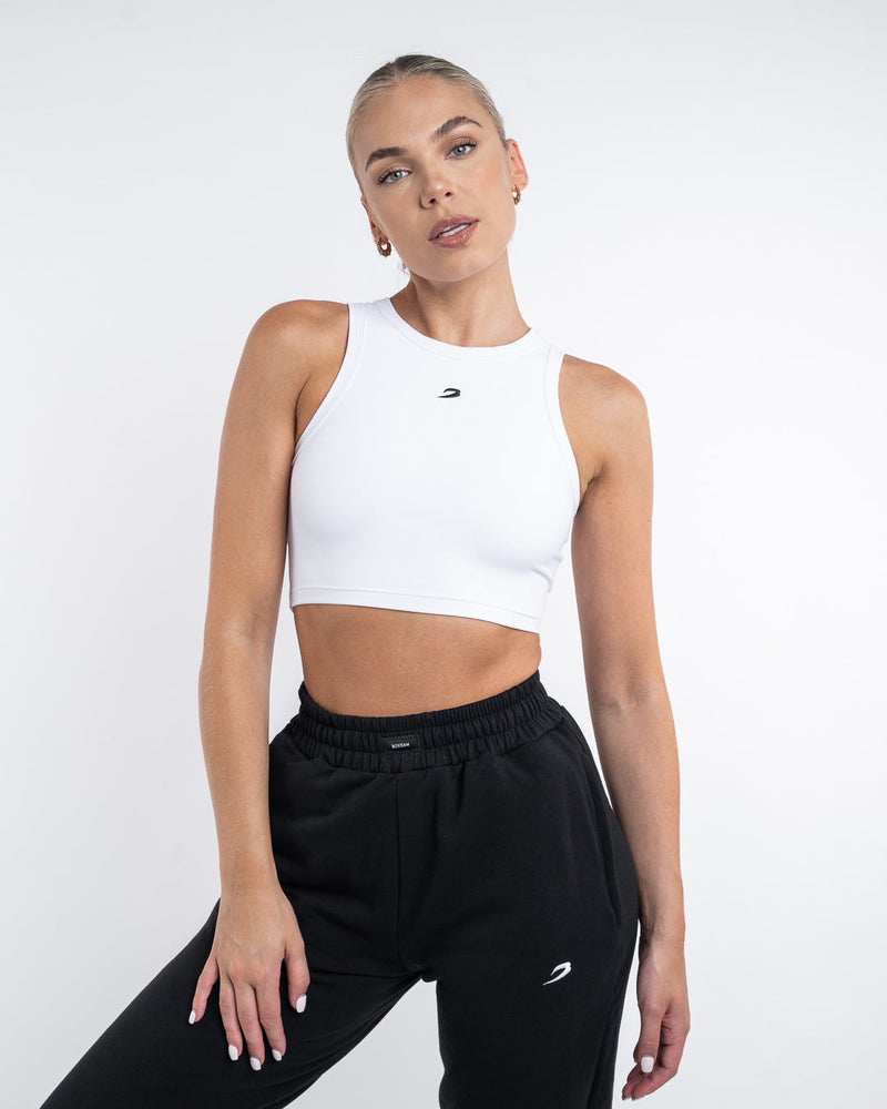 Essentials Racer Crop Top - White